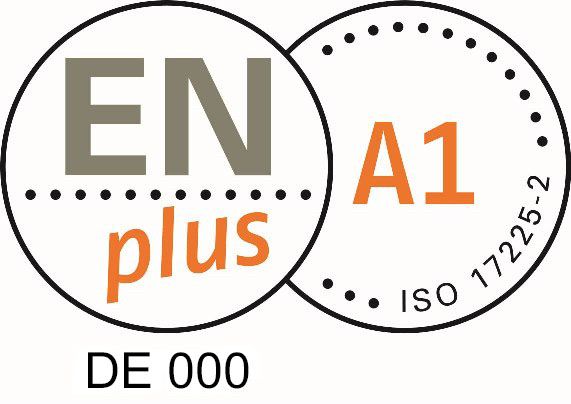 ENplus-Siegel der Güteklasse A1 für Pelletqualität, basierend auf der EU-Norm DIN EN ISO 17225-2